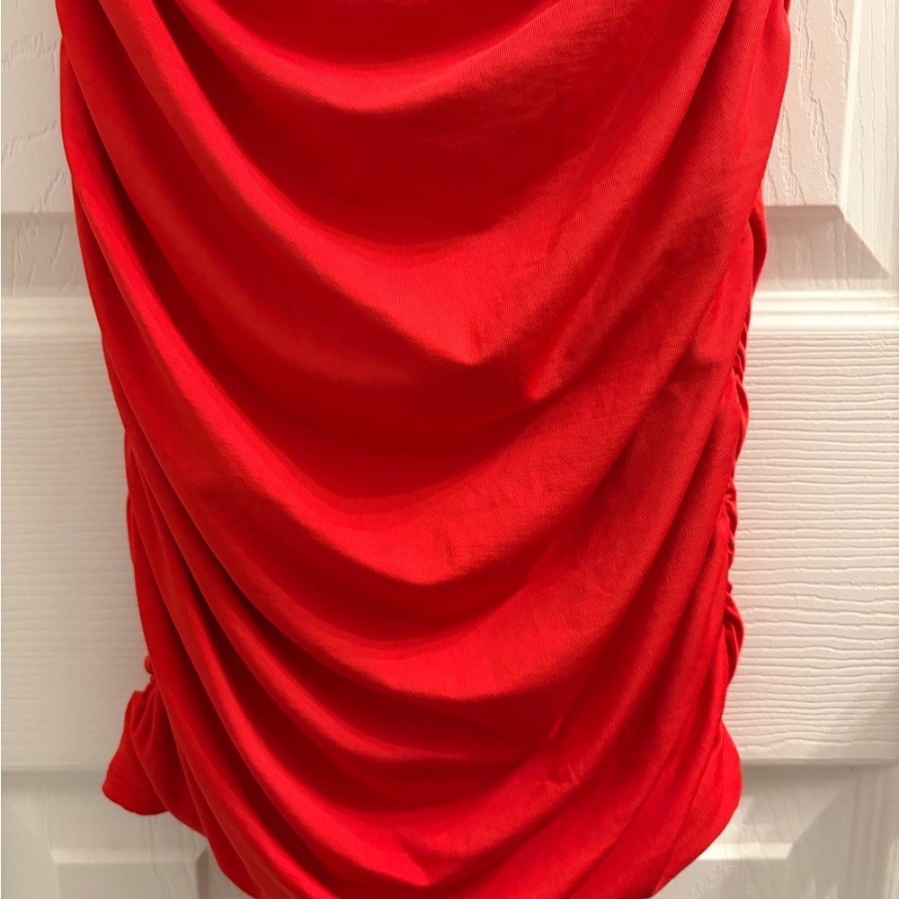 Oh Polly Women’s Red Strapless Ruched Cocktail Party Mini Dress Size 4 - Picture 3 of 9